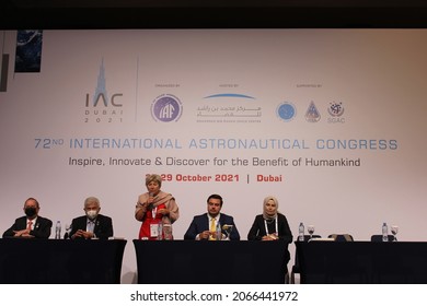 Dubai, United Arab Emirates - October 25, 2021: Space Conference In Progress At The 72nd International Astronautical Congress Organised By The International Astronautical Federation.