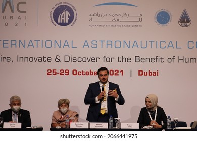 Dubai, United Arab Emirates - October 25, 2021: Space Conference In Progress At The 72nd International Astronautical Congress Organised By The International Astronautical Federation.