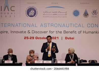 Dubai, United Arab Emirates - October 25, 2021: Space Conference In Progress At The 72nd International Astronautical Congress Organised By The International Astronautical Federation.