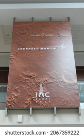 Dubai, United Arab Emirates - October 25, 2021: Sponsor's Signage Board At The 72nd International Astronautical Congress Organised By The International Astronautical Federation.