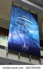 Dubai, United Arab Emirates - October 25, 2021: Sponsor's Signage Board At The 72nd International Astronautical Congress Organised By The International Astronautical Federation.