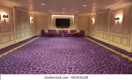 Dubai, United Arab Emirates - September 12, 2020: Ballroom At Palazzo Versace Dubai Hotel Featuring Contemporary Italian Design. 