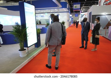 Dubai, United Arab Emirates - September 21-23, 2021: Scene at Gastech 2021 - the world's largest trade exhibition and conference for the gas, liquefied natural gas (LNG), hydrogen and energy sectors.