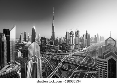 Modern Dubai Skyline Sunset Beautiful City Stock Photo (Edit Now) 720564964