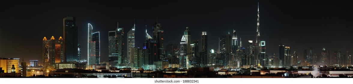 Dubai. World Trade Center And Burj Khalifa At Night