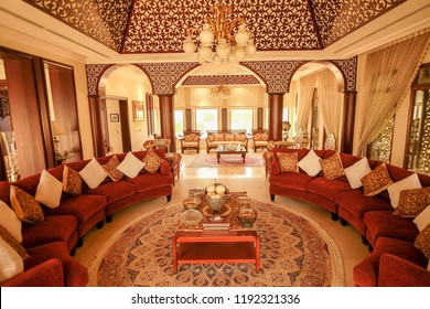 Dubai,Dubai/U.A.E - September 2018: Majlis Living Room Interior Design