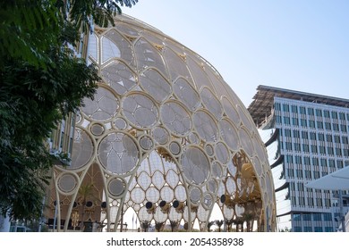 Dubai,UAE October-6-2021: Architectural Design Of The Main Al Wasl Dome Of The UAE Pavilion At The Dubai Expo 2020.