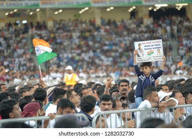 Dubai,UAE-01-11-2019:People expressing their support to Rahul Gandhi who was at the Dubai Cricket Stadium for the event -"Gandhi 150 years".