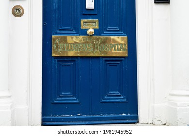 Dublin City, Dublin 1, Ireland, May 23rd 2021. Old Front Door At Temple Street Childrens Hospital