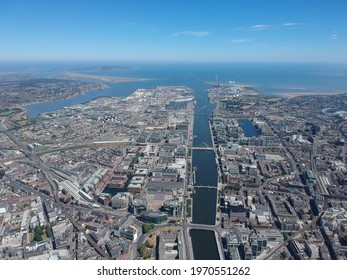 Dublin City Ariel View Looking Out 