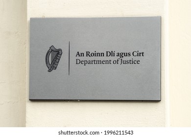 Dublin City, Dublin, Ireland, June 11th 2021. Signage At The Front Of The Department Of Justice On St Stephens Green