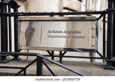 Dublin City, Dublin, Ireland, June 28th 2021. Signage At Government Buildings At Entrance To The Dept Of Finance