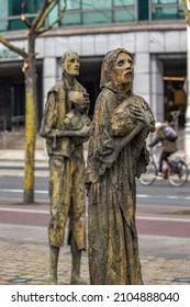 Dublin, County Dublin, 4th of December 2021: The great famine bronze sculpture,  Custom House Quay, Dublin, Ireland