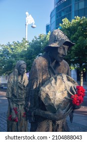 Dublin, County Dublin, 4th of December 2021: The great famine bronze sculpture,  Custom House Quay, Dublin, Ireland