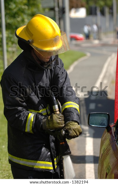 Dublin Firefighter\
Tackling burning Car