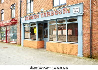 Dublin, Ireland - 04.01.2021: Exterior Of Indian Restaurant In Dublin.