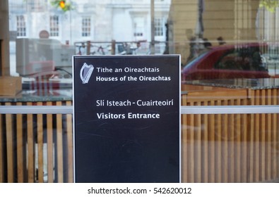 DUBLIN, IRELAND -1 NOV 2016- The Houses Of The Oireachtas Building In Dublin. It Serves As The National Parliament Of Ireland. 