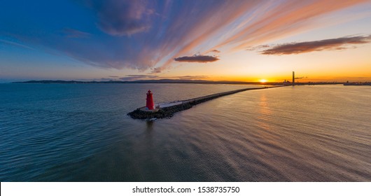 Dublin, Ireland 10-22-2019 Poolberg Lighthouse In Dublin Bay Was Built In 1768 And Initially Operated On Candlepower