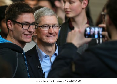 DUBLIN, IRELAND - 11/11/2015
Apple CEO, Tim Cook, Takes Selfies With Members Of The Trinity College Dublin Philosophical Society After He Was Presented With The Gold Medal Of Honorary Patronage