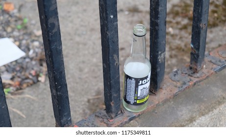 Dublin, Ireland; 17/08/2018; Empty Liqour Bottle On The Street, Dublin, Ireland.