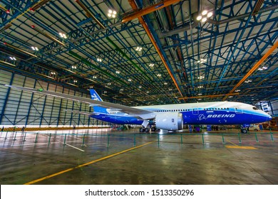 Dublin, Ireland 25.8.2018 Boeing 787 Dreamliner, Dublin Airport Unidentified Boeing Employees Continue Work Building A Boeing 787 Jets