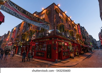 Dublin, Ireland - 26th Dec 2016: Temple Bar historic district., Dublin, Ireland, Christmas decoration at The Temple Bar Pub