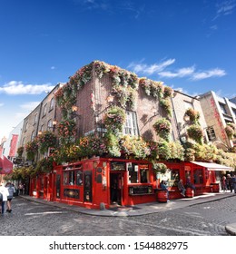 DUBLIN, IRELAND - 29.10. 2019: Established in 1840, the Temple Bar in Dublin is Ireland's most popular tourist bar. It has the largest collection of rare whiskeys in the country.