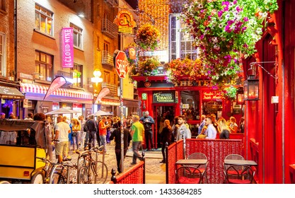 DUBLIN, IRELAND – 3 June 2019: Nightlife Around Temple Bar Area