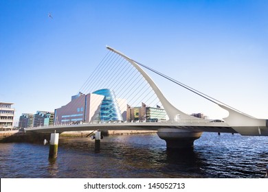 DUBLIN, IRELAND - APR 2:  Landmark Samuel Beckett Bridge in Dublin Ireland on April 2, 2013:  Designed by Santiago Calatrava, this bridge opened in 2009 and is named after Irish writer Samuel Beckett