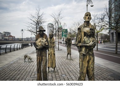 Dublin, Ireland - April 10, 2015. The Great Famine Or Great Hunger Monument. The Great Famine Was A Period Of Mass Starvation, Disease, And Emigration In Ireland Between 1845 And 1852.