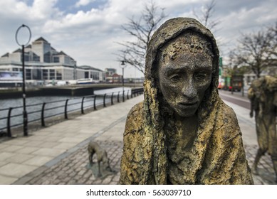 Dublin, Ireland - April 10, 2015. A Sculpture Of The Great Famine Or Great Hunger Monument. The Great Famine Was A Period Of Mass Starvation, Disease, And Emigration In Ireland Between 1845 And 1852.