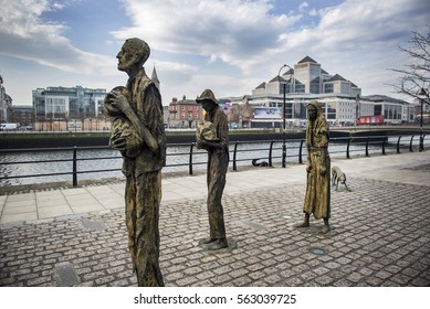 Dublin, Ireland - April 10, 2015. The Great Famine Or Great Hunger Monument. The Great Famine Was A Period Of Mass Starvation, Disease, And Emigration In Ireland Between 1845 And 1852.