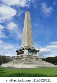 Dublin, Ireland - April 16 2022: A large obelisk in Phoenix park Dublin dedicated to Duke of Wellington