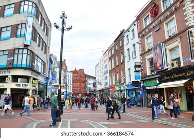 DUBLIN, IRELAND - APRIL 18, 2011: Grafton Street is a famous shopping center in dublin.It has many brand name shop on Grafton Street, Dublin, Ireland.