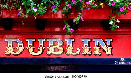 Dublin, Ireland. August 18, 2015. Pub in Temple Bar area of the city