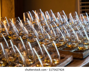 DUBLIN, IRELAND - AUGUST 22, 2018: The Dublin Whiskey Museum Explains History Of Irish Whiskey And Invites To Taste A Few Of Them