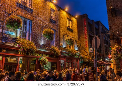 Dublin, Ireland - August 8, 2015: Temple Bar At Night