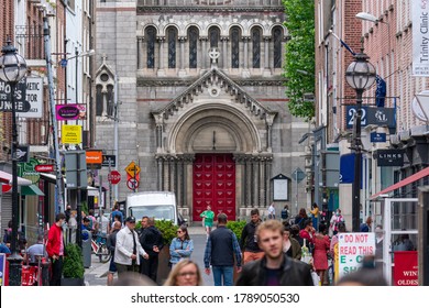 Dublin, Ireland / July 2020: View From Grafton St. On St. Ann's Church. 