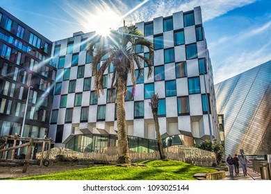 Dublin, Ireland, March 2018, Back Of The Marker Hotel And The Bord Gáis Energy Theatre In The Background