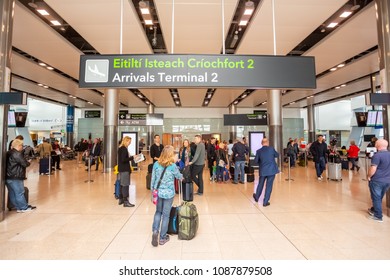Dublin, Ireland - May 8th, 2018: The new Terminal 2 at Dublin Airport in Ireland.