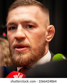 DUBLIN, IRELAND - NOVEMBER 2017: UFC and MMA fighter, Conor "The Notorious" McGregor at the Irish premiere of the documentary about his rise within the ranks of MMA fighting.  