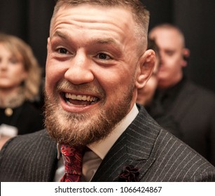 DUBLIN, IRELAND - NOVEMBER 2017: UFC and MMA fighter, Conor "The Notorious" McGregor at the Irish premiere of the documentary about his rise within the ranks of MMA fighting.  