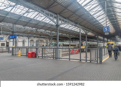 Dublin, Ireland - November 5, 2019: Interior Of Heuston Railway Station.