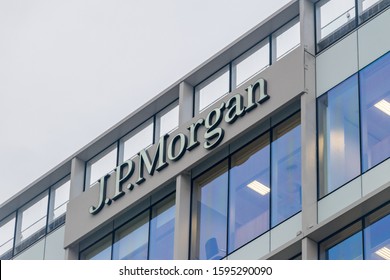 Dublin, Ireland - November 6, 2019: JPMorgan logo used for the company's Investment Banking.