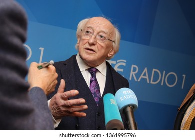 DUBLIN, IRELAND - OCTOBER 13, 2018: President Michael D Higgins, Speaks To The Media Following The Conclusion Of A Radio Debate At RTE Radio.