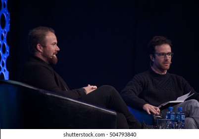 DUBLIN, IRELAND - OCTOBER 2016: Pro Irish Golfer Shane Lowry Chats To Joe Molloy At The One Zero Conference In The RDS, Dublin.