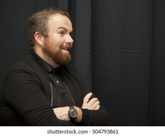 DUBLIN, IRELAND - OCTOBER 2016: Pro Irish Golfer Shane Lowry Speaks To The Media At The One Zero Conference In The RDS, Dublin.