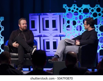 DUBLIN, IRELAND - OCTOBER 2016: Pro Irish Golfer Shane Lowry Chats To Joe Molloy At The One Zero Conference In The RDS, Dublin.