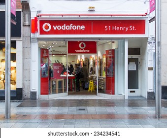 DUBLIN, IRELAND OCTOBER 3, 2104: A Vodafone Store. Vodafone Is One Of The Worlds Largest Telecommunication Companies With 434 Million Mobile And 9 Million Fixed Broadband Customers Worldwide.