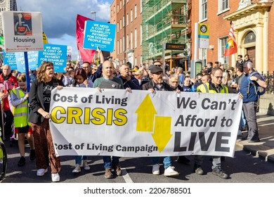 Dublin, Ireland - September 24th 2022

Protesters Gather At The Cost Of Living Coalition March In Dublin With A Sign Reading 